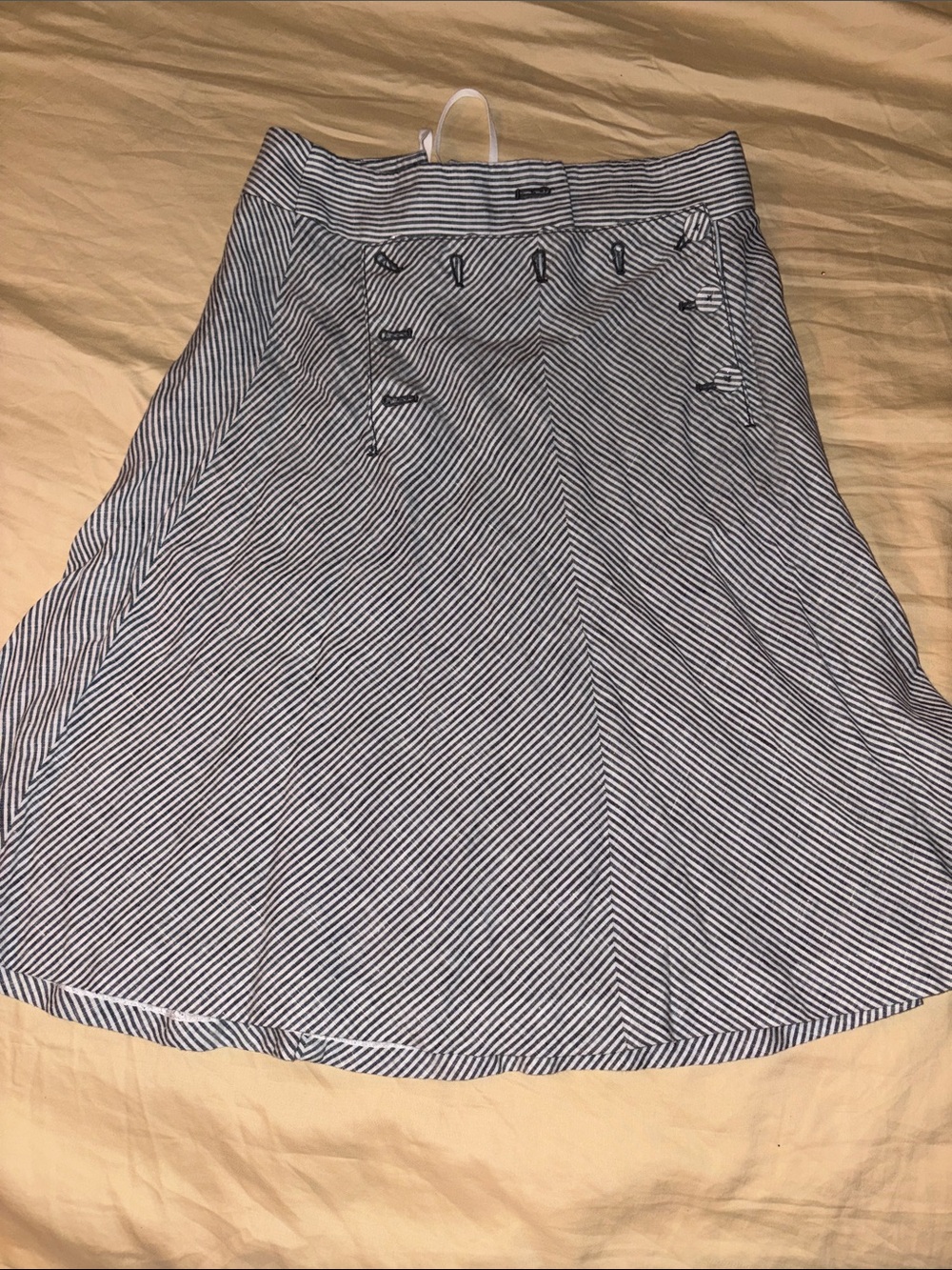 J. Crew Navy and White Striped A-Line Skirt